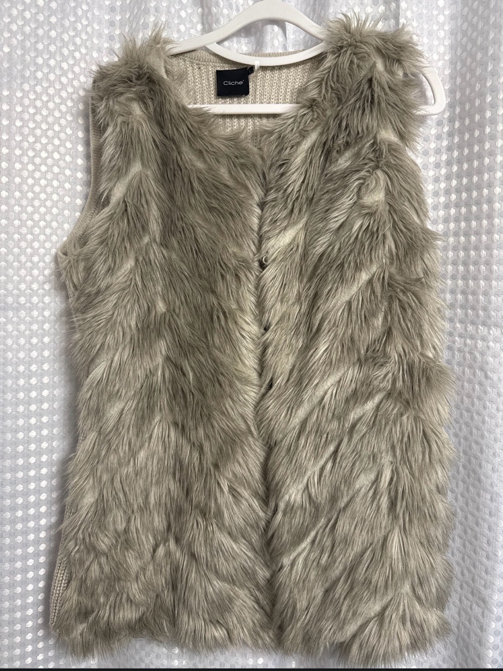 Faux Fur Vest in Light Taupe